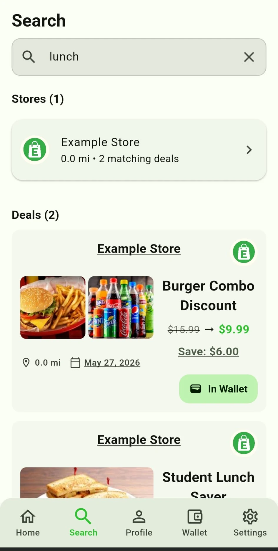 Savvy use deal screen